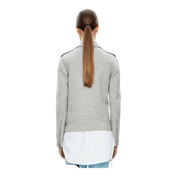 Theory Wool-Cashmere Belted Moto Jacket in Light Grey – Size M - Picture 3 of 11